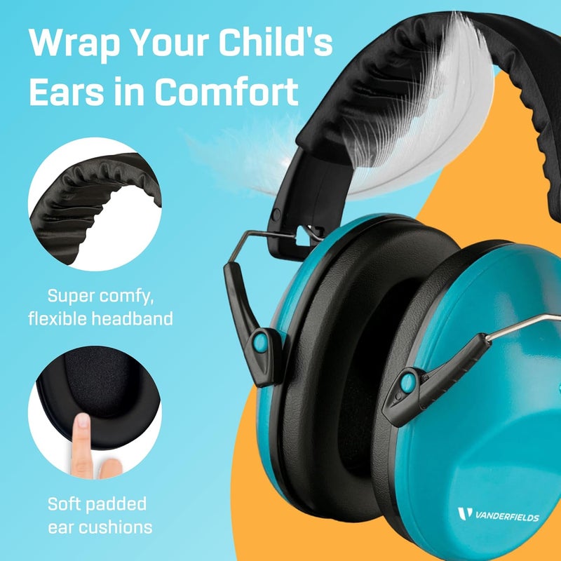 Vanderfields Hearing Protection Ear Muffs - Over 33 dB (2K Hz) Broad Noise Cancelling Sound Reduction Earmuffs for Kids 3-12 - Image 4